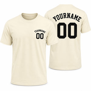 Custom Men's <b>Cream</b> <b>T</b>-<b>Shirt</b> Short Sleeve O-Neck Regular Fit Printed Letter Design Team Name Number Back Front Personalized - Product Image 1