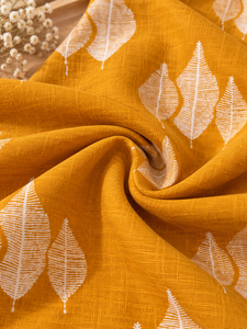 <b>Women's</b> Mustard <b>Yellow</b> Spaghetti Strap Tank <b>Top</b> With Leaf Print Casual Breathable Cotton Linen Blend Spring Summer Wear - Product Image 5
