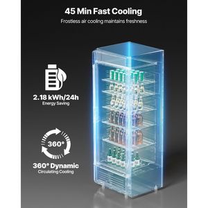 Frigorifero Espositore Commerciale con Porta in Vetro da 12.2 CU.FT, Refrigeratore per Bevande con Funzioni Freezer e Frigo - Product Image 3