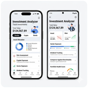 Aplicación Royalcraft Portfolio Tracker – Segue tus inversiones, acciones, criptomonedas, fondos mutuos, información en tiempo real para iOS/Android - Product Image 4