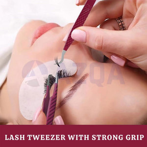 Pince à épiler en acier inoxydable en forme de S, durable, avec pointe dentelée et prise en main parfaite pour l'application professionnelle des extensions de cils - Product Image 5