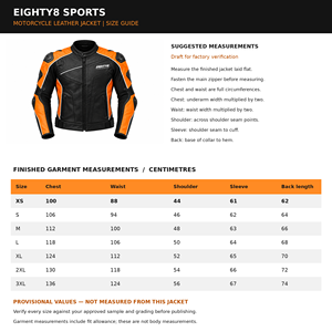 Chaqueta de motociclismo de cuero negra y naranja personalizada para hombre con armadura en hombros y codos y respaldo aerodinámico. - Product Image 6