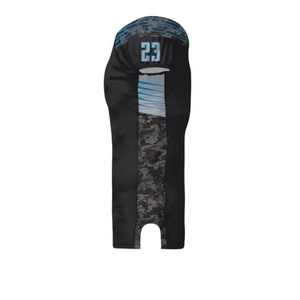 Ensemble de maillot de football américain pour homme, noir et bleu, numéro 23, sublimé, col en V, manches courtes, maille respirante, pantalon avec fermeture à boucle - Product Image 5