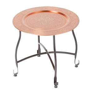 โต๊ะกาแฟโลหะแบบใหม่ ฐานโลหะ เฟอร์นิเจอร์ห้องนั่งเล่น โต๊ะทองแดงสไตล์โมร็อกโก ดีไซน์ลายสลักชุบทองแดง ตกแต่งสวยงาม - Product Image 5