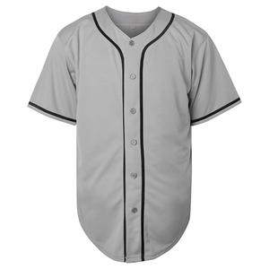 Maillot de baseball promotionnel gris uni en gros à prix abordable, idéal pour les événements décontractés, les tenues d'équipe et la publicité, avec logo personnalisé imprimé - Product Image 1