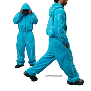 Survêtements zippés pour hommes, design personnalisé, 100% coton molletonné 460 g/m², motif léopard, design 2 en 1, écologiques, imperméables et respirants - Product Image 3