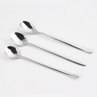 Fourchette à long manche en acier inoxydable pour crème glacée, thé, café, dessert, vaisselle réutilisable pour la restauration et les boissons, finition polie miroir moderne
