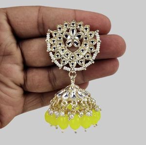 Pendientes de Moda para Mujer, Multicolores, Estilo Kashmirí, Chapados en Oro, Diseño de Flor, con Cristales de Imitación, para Bodas y Fiestas - Product Image 1