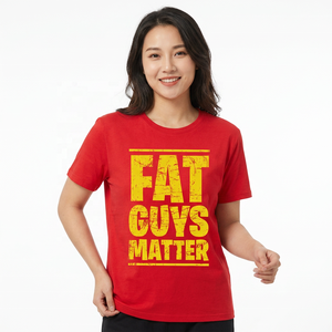 Camiseta Roja de Manga Corta para Hombre Fat Guys Matter, 100% Algodón, Cuello Redondo, Corte Jersey, Estilo Regular, Anti-UV, Transpirable - Product Image 6