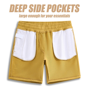 Custom Fleece Sweat Shorts <b>Men</b> Heavyweight Drawstring Gym Workout <b>Trunks</b> Breathable Casual Cargo Shorts Wholesale OEMS Brands - Product Image 4