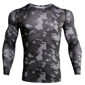 Custom Sublimated Compression Gym Shirts Long Sleeve BJJ Rashguard MMA <b>Mens</b> Rash Guard - Product Image 1