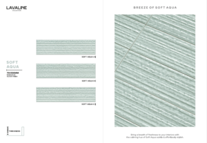 Carrelage mural en céramique souple brillant Aqua 75x300mm, collection Lavaline, motif Breeze of Soft Aqua, à nervures linéaires, aléatoire 03 - Product Image 2