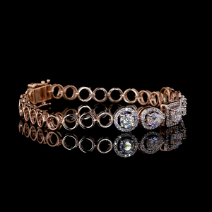 Multi Shape Halo Lab Grown Diamond Tennis <b>Bracelet</b> Rose Gold 925 Sterling <b>Silver</b> 10K 14K 18K <b>Solid</b> Gold Fine Jewelry Supplier - Product Image 4