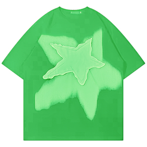 เสื้อยืดครอปทรงหลวมโอเวอร์ไซส์สำหรับผู้ชาย สไตล์วินเทจ สีขาวฟอกยีนส์ แต่งแพทช์ปักลาย  ผ้าฝ้าย 100% น้ำหนัก 300 กรัม - Product Image 3