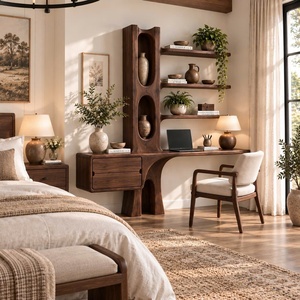 Escritorio de Madera Contemporáneo para Montar en la Pared con Estantes en Forma de Árbol y Cajón para Oficina en Casa - Product Image 2