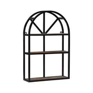 Étagère murale arquée en bois et métal, étagères flottantes multi-niveaux, présentoir rustique, organisateur de décoration intérieure - Product Image 1