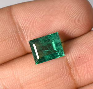 Émeraude verte vif avec inclusions, taille baguette, émeraude de laboratoire calibrée, pierre précieuse en vrac pour la fabrication de bijoux - Product Image 4
