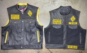 SOA Style Perforated Leather Biker Vest with Banded Collar - Product Image 2