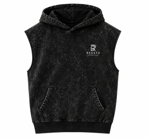 Hoodie en molleton coton/polyester sans manches, personnalisable avec logo, délavé à l'acide, pour homme, modèle 2026, le plus vendu - Product Image 1