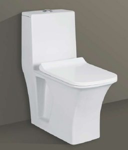 Inodoro Cuadrado Suspendido de Cerámica sin Borde UNEXO-5007 de Una Pieza con Doble Descarga y Sifón para Baños de Villas, Hoteles y Escuelas - Product Image 2