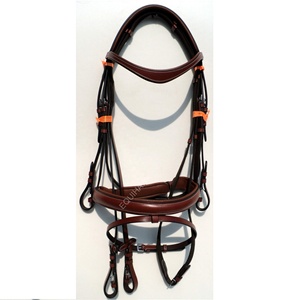 Brida de caballo inglés de cuero Premium Acolchado de cuero suave fresado de vaca con hebillas de acero inoxidable para montar - Product Image 1