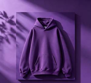 เสื้อฮู้ดผู้ชายทรงโอเวอร์ไซส์ สีพื้น ผ้าฝ้ายฟลีซ สวมใส่สบายๆ สำหรับฤดูใบไม้ร่วง ทรงปกติ มีกระเป๋า - Product Image 2