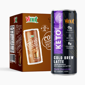 Keto Coffee 320ml Bebida VINUT 24 botellas botella de cartón Sin OGM Arábica sin lácteos Robusta OEM Etiqueta privada Muestra gratis - Product Image 1