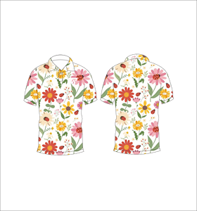 Camiseta Polo Personalizada con Estampado Floral de Margaritas y Mariquitas, Manga Corta, Casual, Verano, Estampado Completo, para Hombre y Mujer - Product Image 6