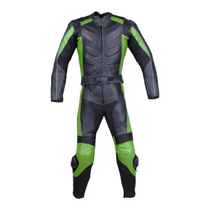 Men Full Leather Motorcycle Racing <b>Suit</b> Color Blocked Black <b>Red</b> Breathable All Seasons Protective Gear - Product Image 3
