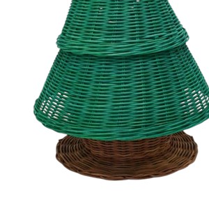 Figurine de sapin de Noël en rotin décorative avec étoile, tressée à la main, en osier rustique, décoration de table pour les fêtes - Product Image 3