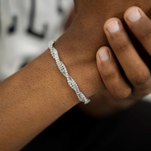 <b>Mens</b> hip hop moissanite cross bracelet iced baguette crucifix link bracelet gold silver religious jewellery luxury gift - Product Image 2