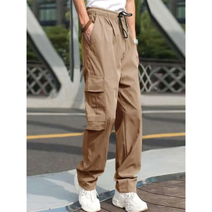 Pantalon de jogging cargo ample pour homme, multi-poches, en molleton épais, en coton, style streetwear, avec logo personnalisé - Product Image 4