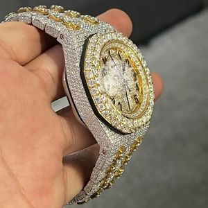 Reloj Cronógrafo de Lujo con Moissanita, Esfera Analógica, Cristal de Zafiro, Caja de 28 mm, Correa de Acero Inoxidable para Hombre, Cierre Oculto, Movimiento de Cuarzo ETA - Product Image 2