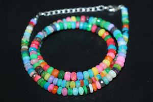 Collier de perles de rondelle à facettes en opale de feu multiple 3-5mm en opale de feu arc-en-ciel - Product Image 4