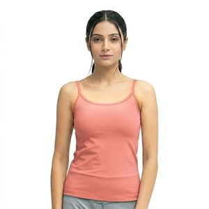 Débardeur rose pour femme à fines bretelles, sans manches, coupe ajustée, col rond, couleur unie, basique, décontracté, été, personnalisable - Product Image 1