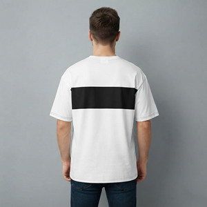 T-shirt surdimensionné de qualité supérieure, personnalisé, bicolore, en coton lourd 100 %, coupe ample pour homme - Product Image 2