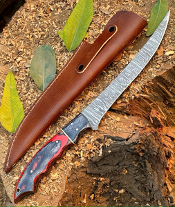 Couteau de cuisine à manche confortable pour le filetage du poisson, couteau à filet en acier Damas, lame en acier à motifs haut de gamme, fabrication artisanale, lame tranchante - Product Image 5