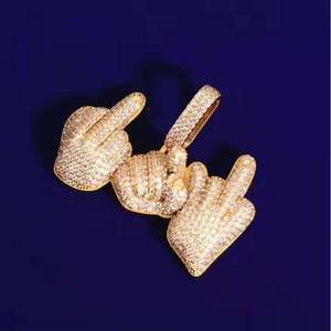 Pendentifs Dragon Glacé Unisexe en Moissanite Taille Brillante Sertie Clos Argent 925 Plaqué Luxe Bijoux Hip-Hop pour Fête - Product Image 4