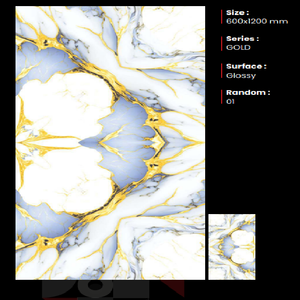 Carreaux de porcelaine de luxe de qualité supérieure, finition brillante, épaisseur 8,5 mm, carreaux de sol antidérapants, 600x1200 mm, fabriqués en Inde par Clayton Ceramic - Product Image 1