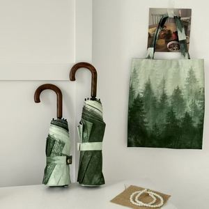 Paraguas Plegable con Estampado de Bosque, Protección UV, Mini, Portátil, de Doble Uso, para Sol y Lluvia, para Mujer - Product Image 2