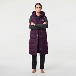 Gilet long matelassé tendance pour femme, avec capuche, entièrement zippé, style streetwear décontracté, vêtement d'extérieur mode pour l'hiver - Product Image 3