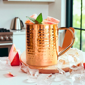 Tazas Moscow Mule de Cobre Ecológicas Hechas a Mano FAIZA CRAFT FC-8001, con Asa, Forma Cilíndrica, Diseño Clásico, a Prueba de Fugas, para Fiestas - Product Image 1