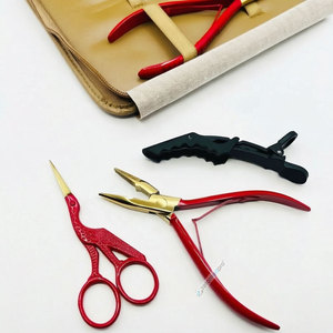 Professional Stainless Steel Red Gold Hair <b>Extension</b> Tools Kit Micro Links Removal Pliers Clips <b>Beads</b> Thread & Alligator clip - Product Image 2