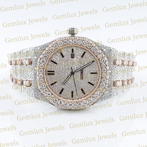 Nouvelle Collection Vente à Chaud Testeur de Diamant Pass Date Automatique D VVS Entièrement Glacé Moissanite Diamant Or Rose Deux Tons Montre Homme - Product Image 4