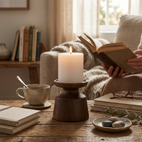 Support et porte-bougie rond en bois écologique fait main pour la décoration de la maison, les mariages et Noël