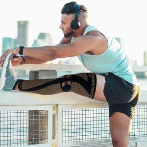 Mangas largas de compresión para la rodilla con soporte completo para la pierna Mangas protectoras para baloncesto Ciclismo Artritis Deportes para hombres Mujeres - Product Image 5