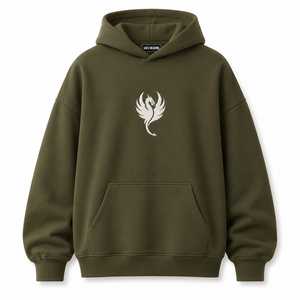 เสื้อฮู้ดดี้ผ้าฟลีซแบบโอเวอร์ไซส์สำหรับฤดูหนาว  ปักโลโก้ตามสั่ง  ลายฟีนิกซ์  สำหรับทั้งชายและหญิง - Product Image 2