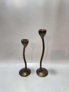 Modern <b>Brass</b> Gold Aluminium Double Candle <b>Holder</b> Curved Wave Sculptural 2-Arm Taper <b>Candlestick</b> Stand Sleek Table Centerpiece - Product Image 4