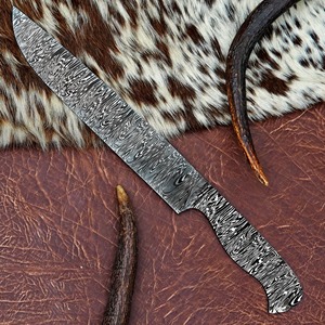 Lame de couteau de chef en acier Damas, 14,5 pouces, forgée à la main, pleine longueur, manche en acier, pointe clip, qualité industrielle DIY, camping/chasse - Product Image 2