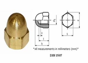 Premium brass dome nut M4 metric thread precision <b>fastener</b> for electrical hardware and machinery assemblies - Product Image 3
